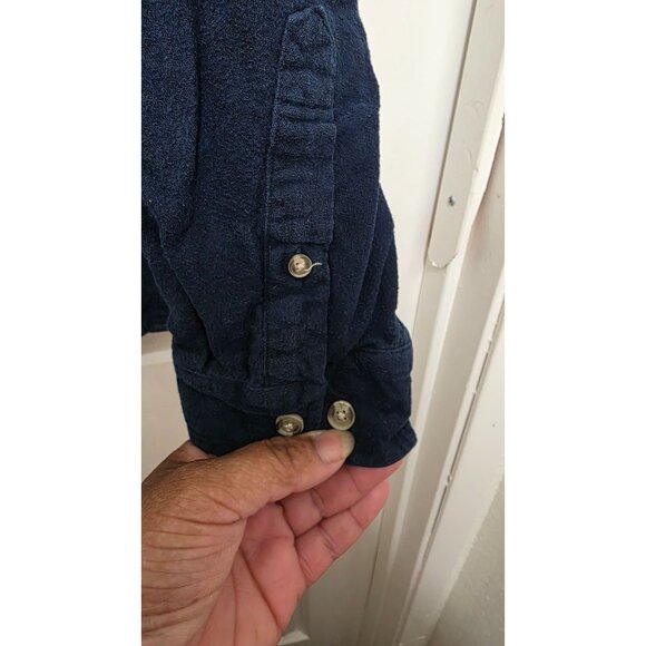Great Northwest Men's L Fleeces Navy Blue Button-Up Long Sleeve Shirt Front Pock - Picture 6 of 8
